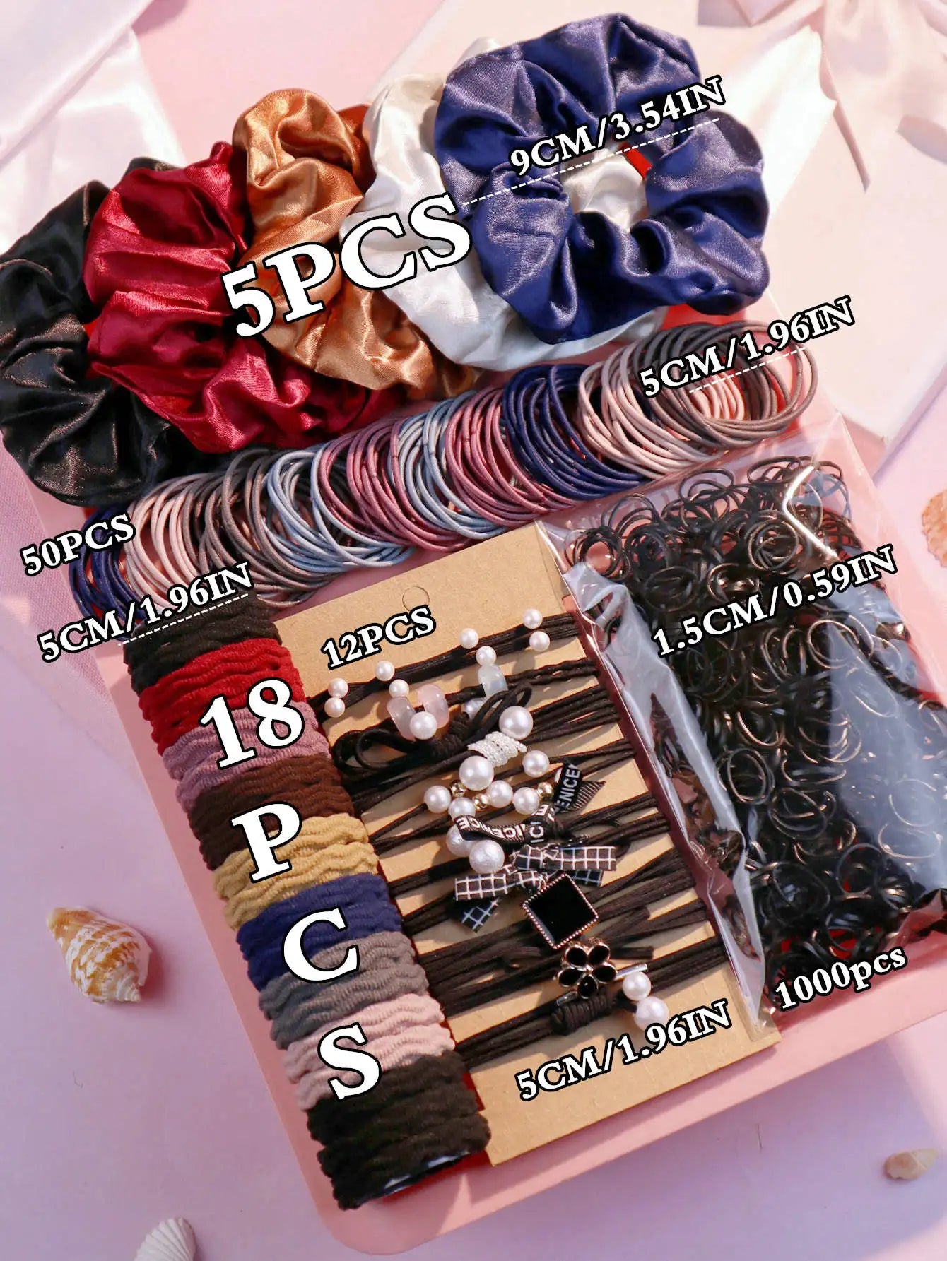1085pcs Dark Hair Accessories Set - Scrunchies, Hair Bands & Ties - lily supply