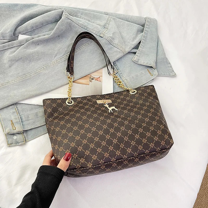 Women's Large Capacity Luxury Print Tote Bag - Trendy Shoulder Purse