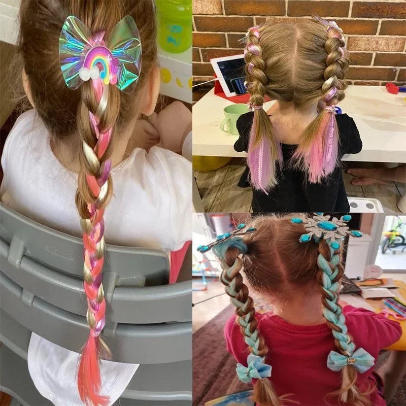 Girls Colourful Sequin Glitter Scrunchies - Elastic Pigtail Hair Rings