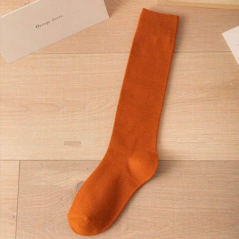 Women's JK Cotton Knee High Socks - Black White Slimming Japanese Korean Style - lily supply