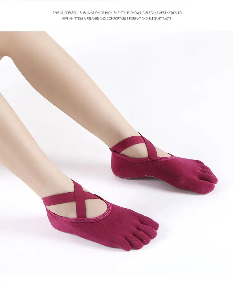 Women's Anti - Slip Five Toe Yoga Socks - Pilates Ballet Dance Sports Socks - lily supply
