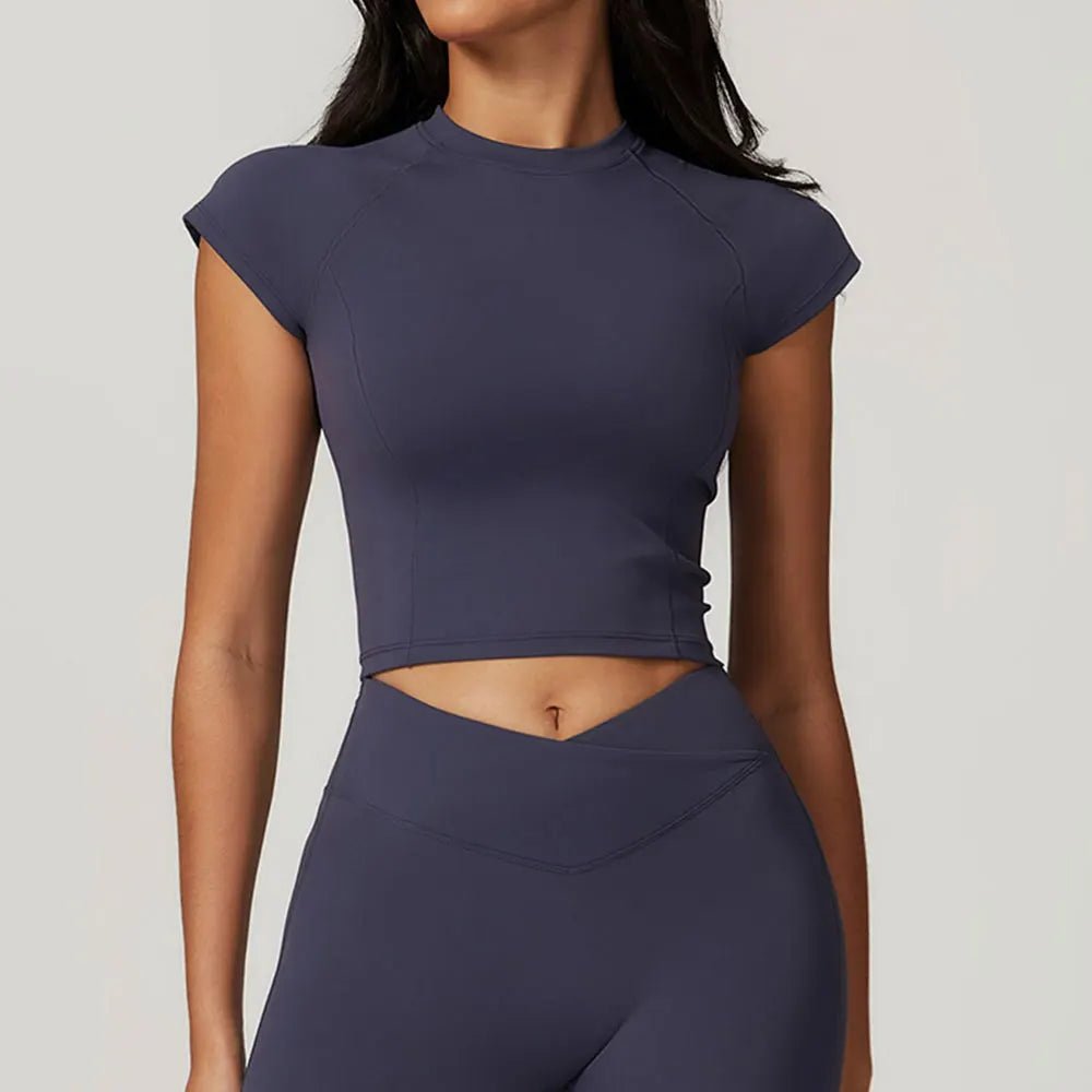 Sexy Sports T-shirts Women Yoga Short Sleeved Tight Running Fitness Breathable Fitness T-shirt Gym Tops Push Up Workout Clothes - lily supply