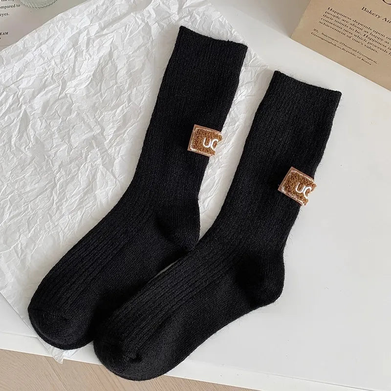 Women's Furry Heel Knitted Snow Boot Socks – Cosy Winter Boot Socks - lily supply