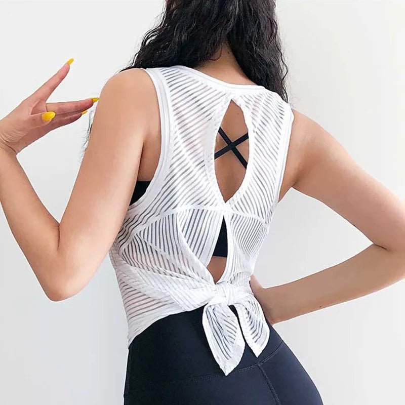 Sexy Open Back Sport T-shirt Women Gym Tank top Loose Sportswear Breathable Workout Tank Top Sleeveless Fitness Yoga T shirt top - lily supply