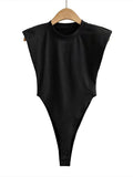 Women's Padded Shoulder Sleeveless Bodysuit