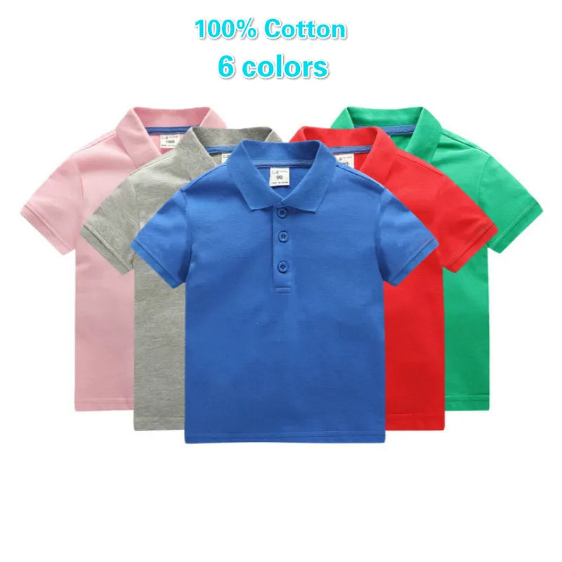 Kids Solid Cotton Polo Shirt Ages 1-10
