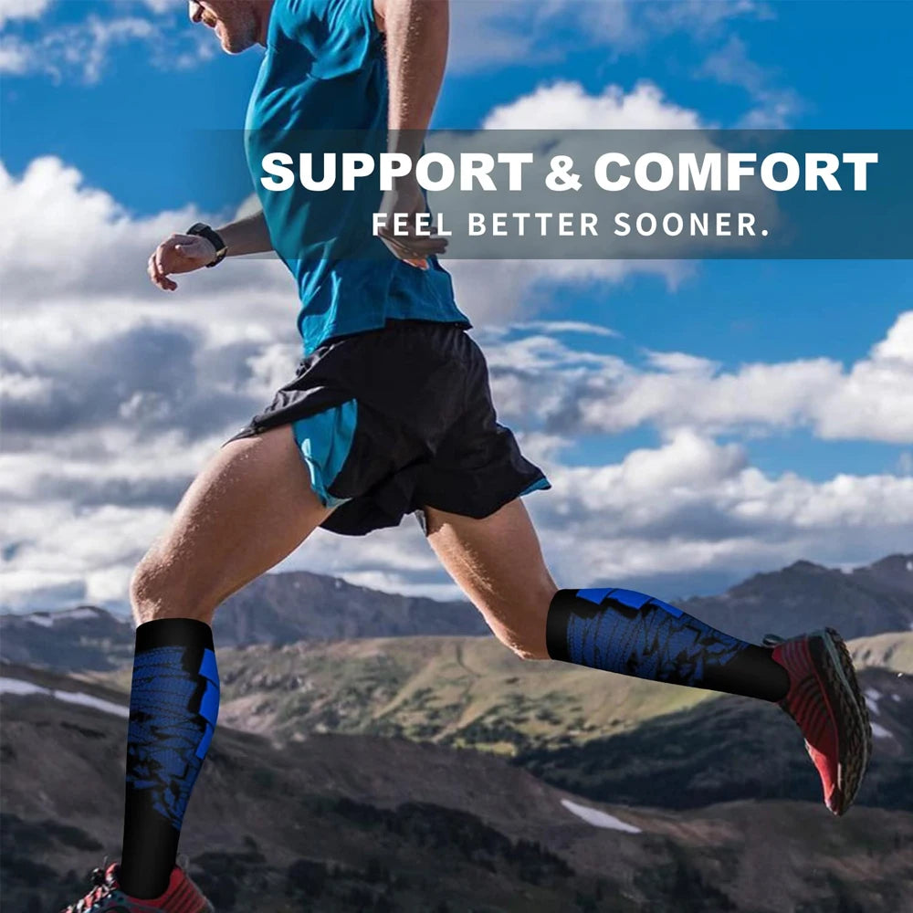 Sports Compression Calf Support Socks - Running Nurses Flight Pregnancy Athletic