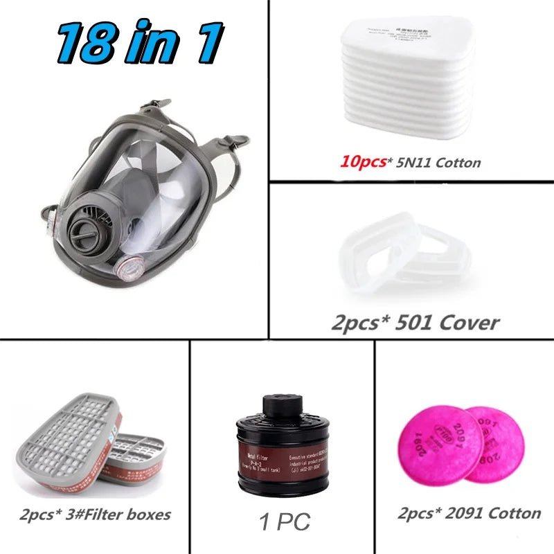 6800 Full Face Safety Work Gas Masks Survival Nuclear and Chemical with 40mm Activated Carbon Filter & Anti - Fog Design - lily supply