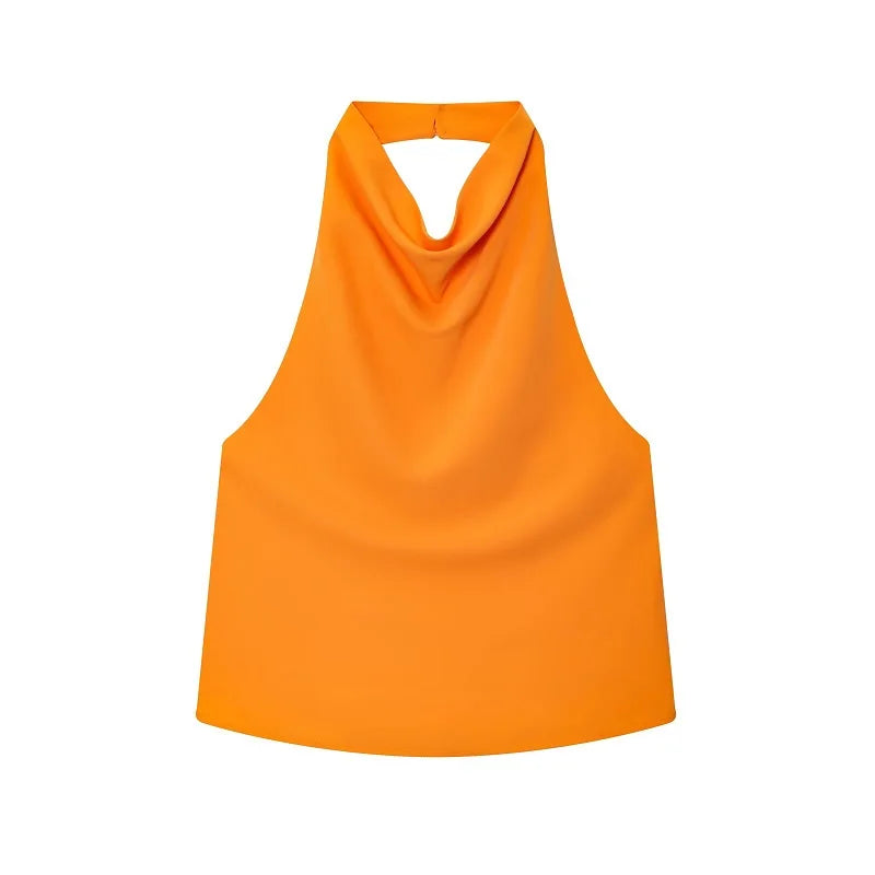 Women's Satin Halter Backless Camisole Top