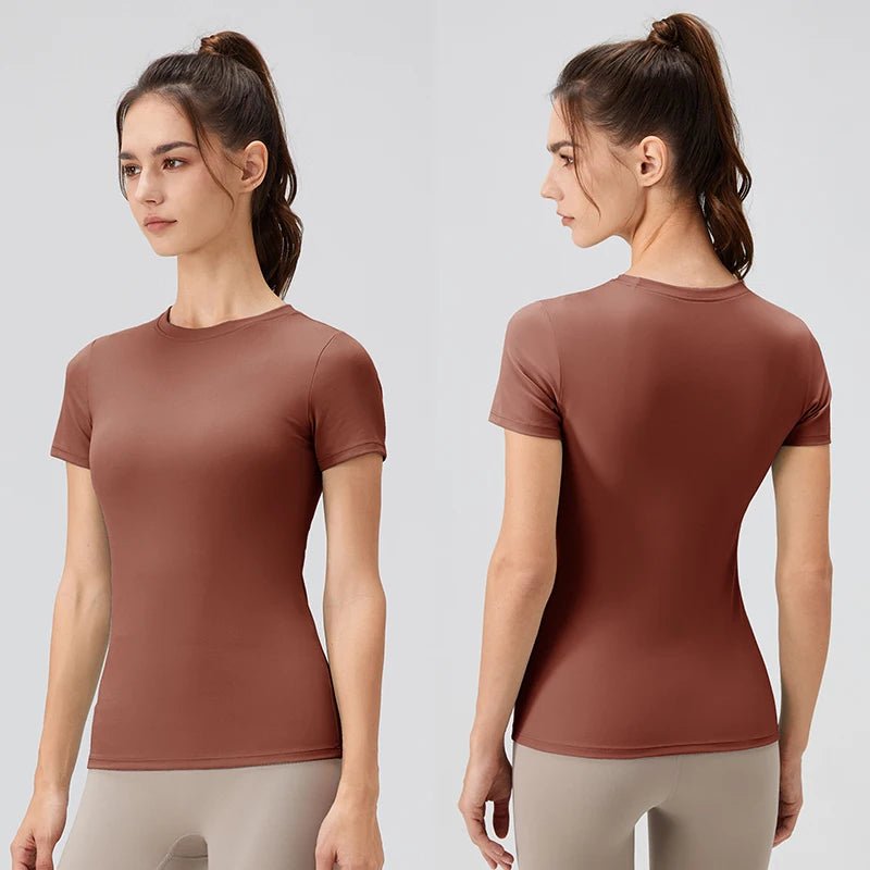 2024 Women Sports Shirt Tight Yoga top Quick Dry Gym Top Outdoor Short Sleeve Running Sportswear Women T-shirts - lily supply