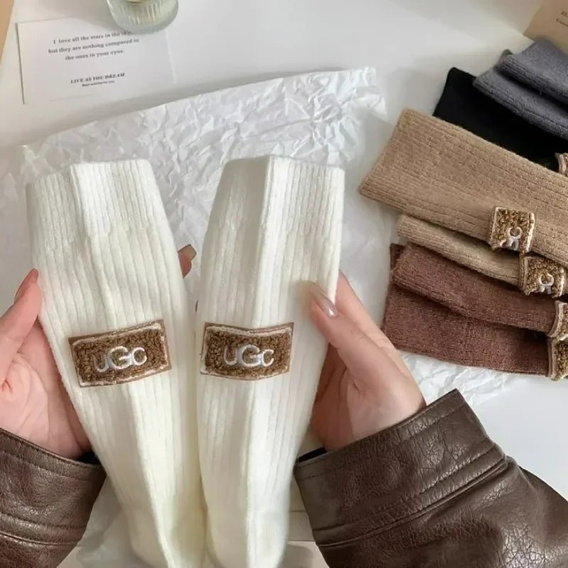 Women's Furry Heel Knitted Snow Boot Socks – Cosy Winter Boot Socks - lily supply