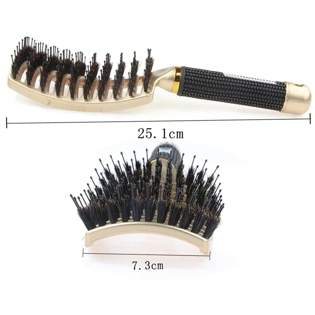 Boar Bristle Nylon Scalp Massage Comb - Wet Curly Detangle Salon Brush - lily supply