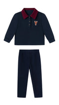 Kids Navy Pique Polo Brother & Sister Set