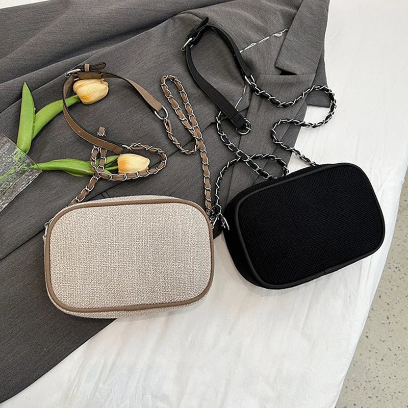 Women's Luxury Chain Canvas Shell Shoulder Bag - Designer Crossbody Purse - lily supply