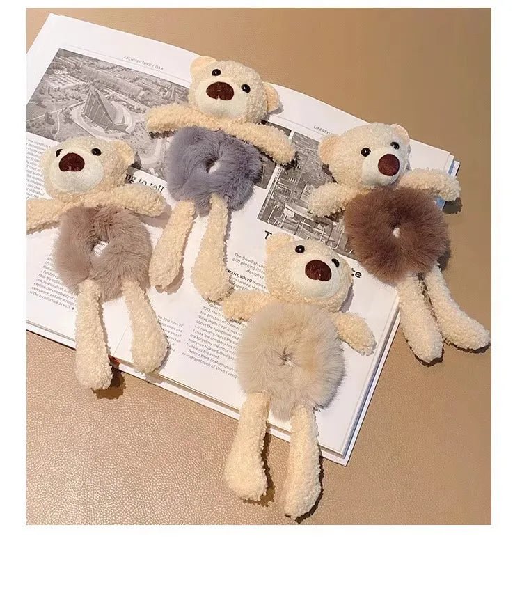 Plush 3D Bear Kawaii Scrunchie - Sweet Cartoon Hair Tie Headband - lily supply