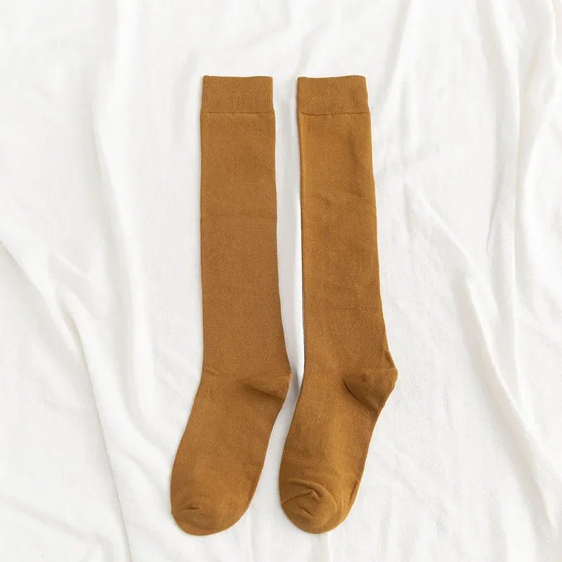 Women's Cotton Knee High Black Calf Socks – Classic Long Socks - lily supply