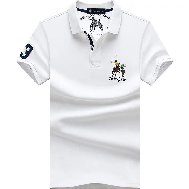 Men's Casual Embroidery Short Sleeve Polo