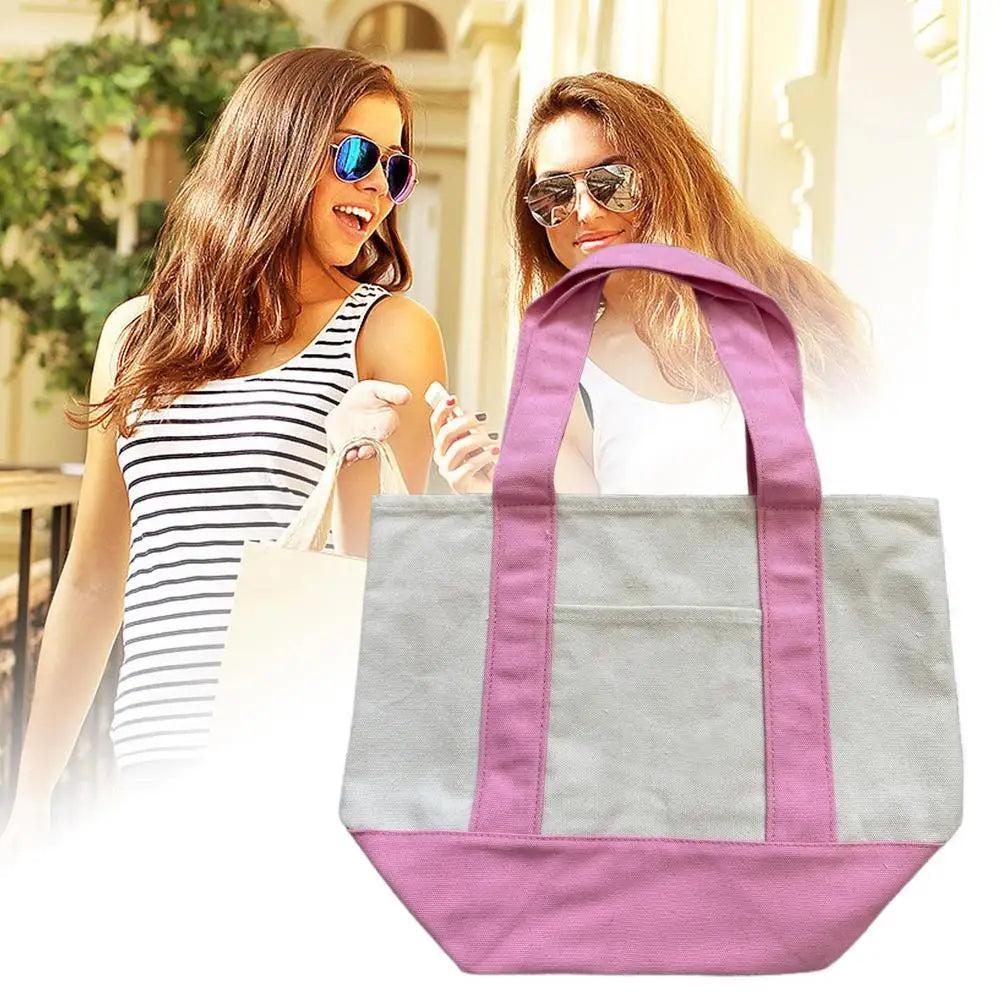 Canvas Reusable Grocery Tote Bag - Fashionable for Women Men Students