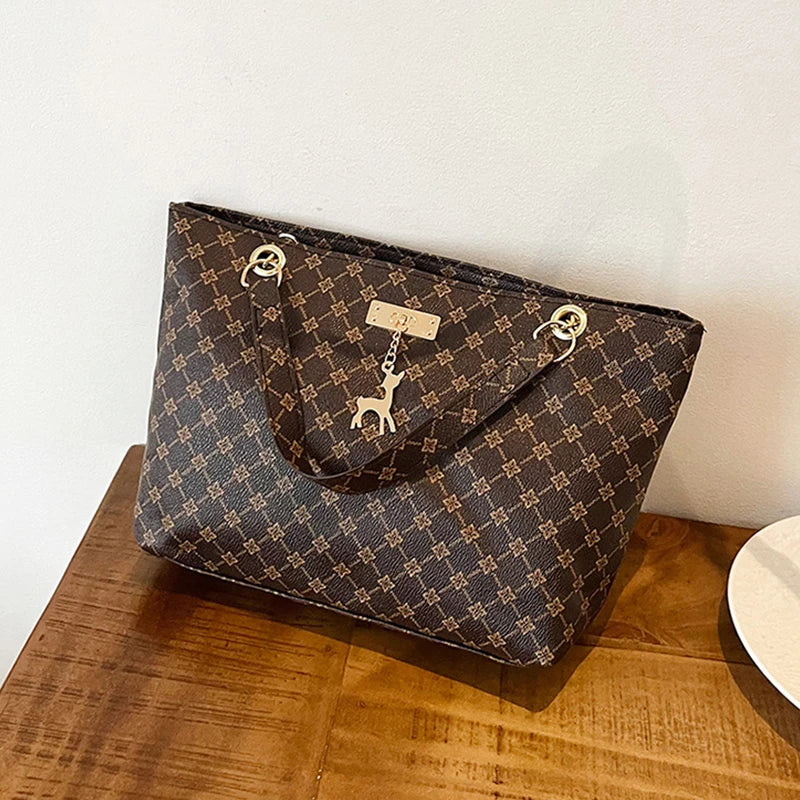 Women's Large Capacity Luxury Print Tote Bag - Trendy Shoulder Purse