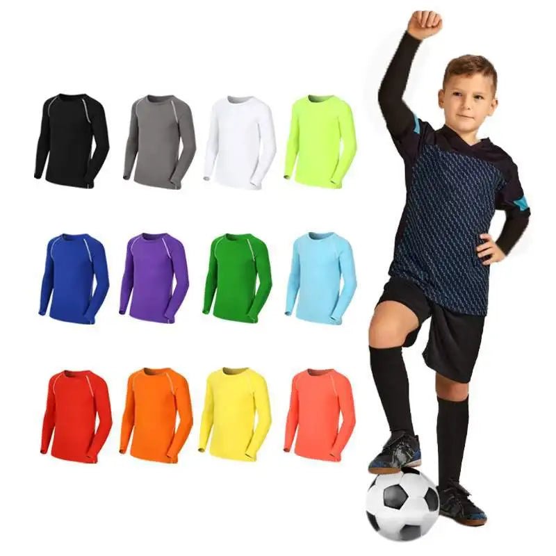 Kids Children Boy Girl Running Long T Shirt Fitness Sport Basketball Football Gym Sportswear Soccer Hiking Undershirt jerseys 6 - lily supply