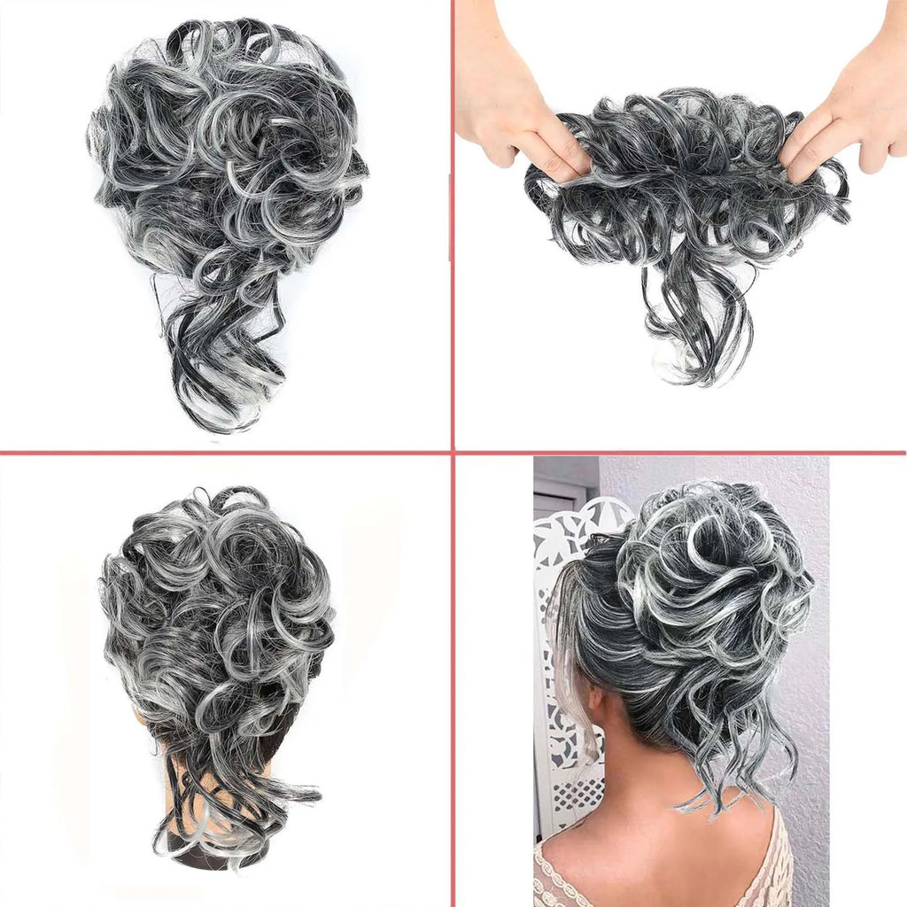 Synthetic Tousled Updo Messy Bun Hair Extension - Curly Scrunchie - lily supply
