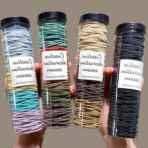 100pcs Solid Colour Elastic Rubber Band Hair Ties & Scrunchies - lily supply