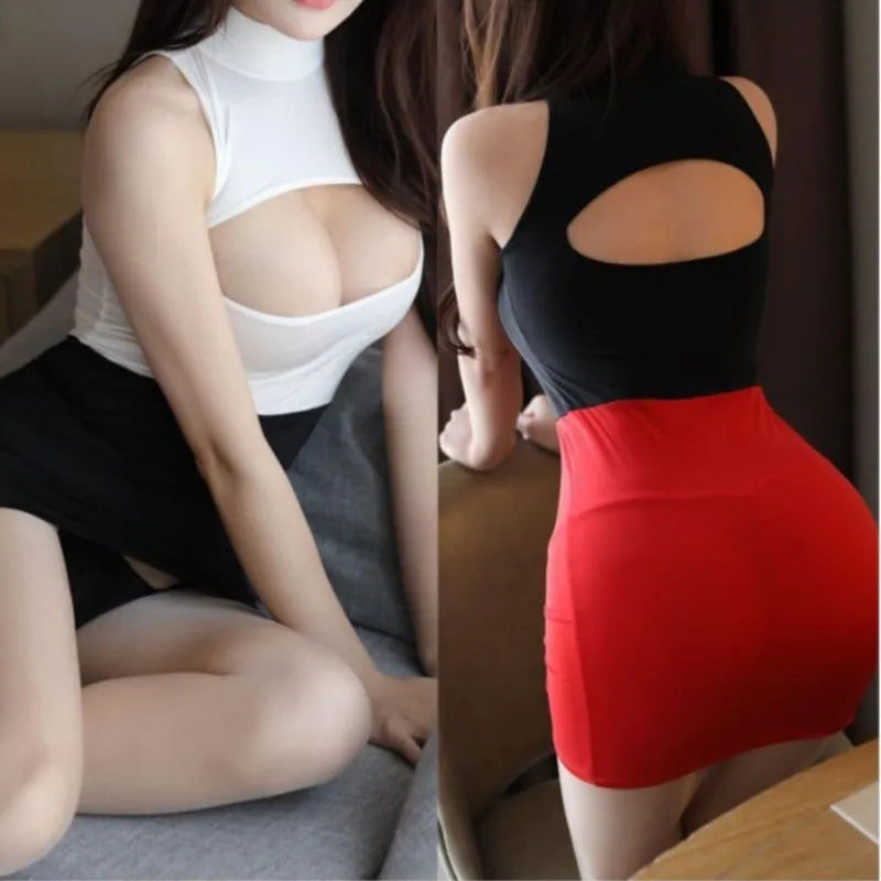 Women's Deep V-Neck Backless Mini Dress