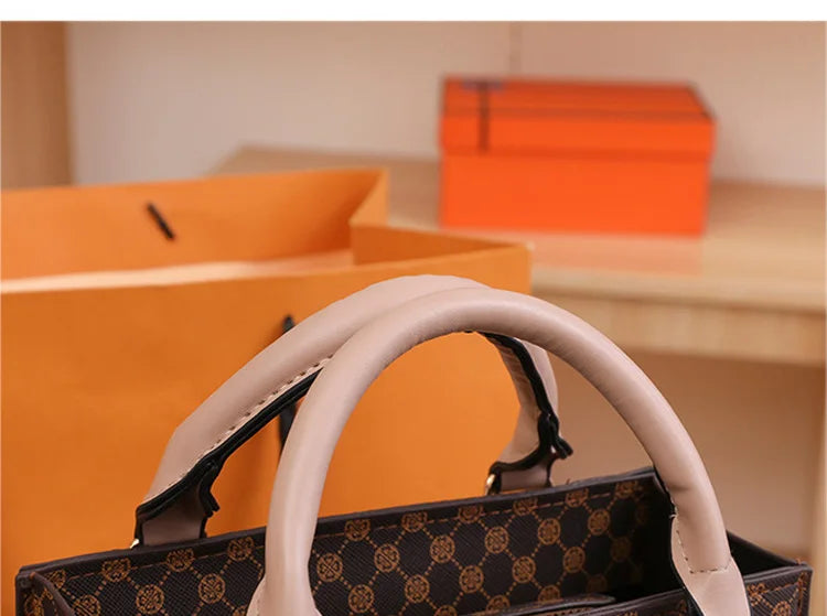 Women's PU Leather Plaid Crossbody Shoulder Bag - Square Top Handle
