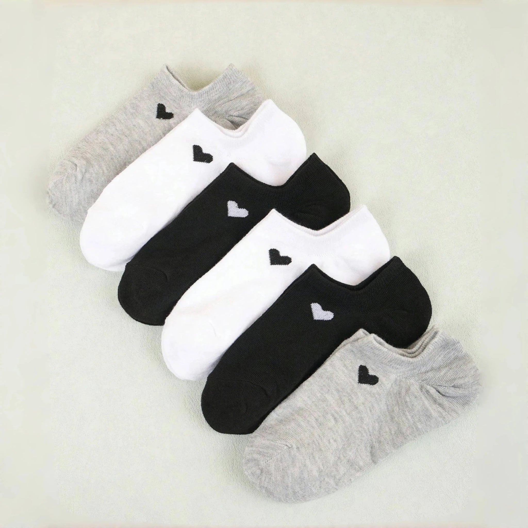 Women's Heart Pattern No - Show Socks – Invisible Ankle Socks - lily supply