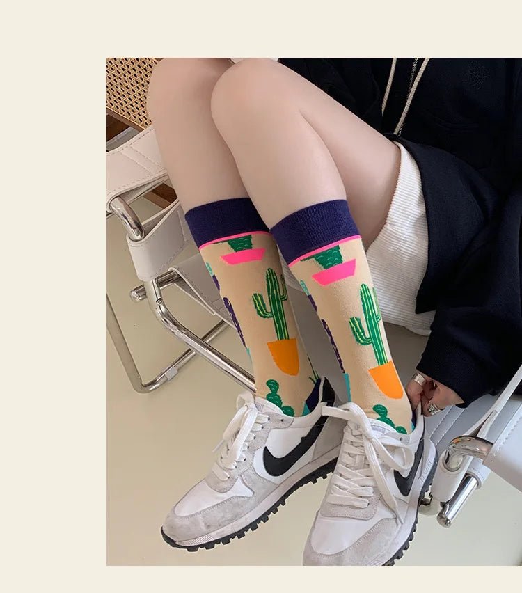 Women's Plant, Hedgehog & Sloth Print Socks – Trendy Casual Socks - lily supply
