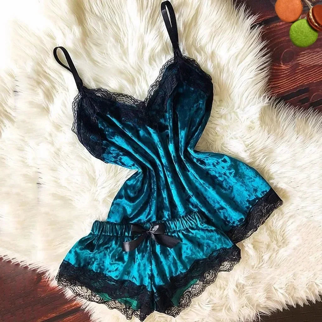 Women's Satin Lace Pyjama Set