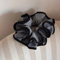 Large Black & White Checked Plaid Scrunchie - Ponytail Holder Hair Hoop - lily supply