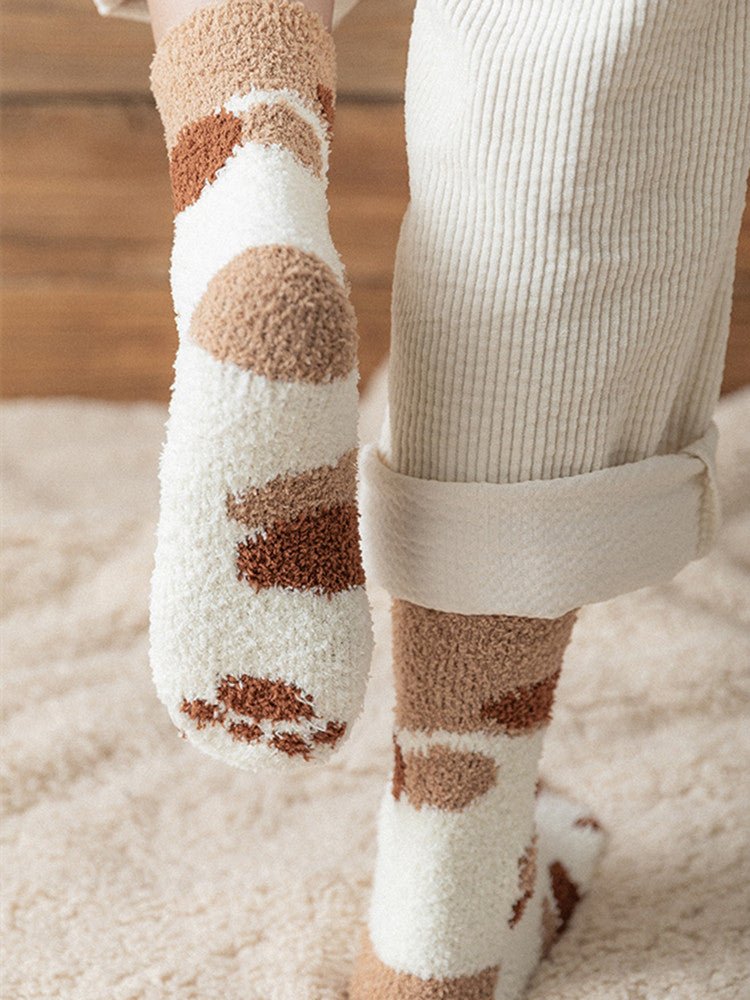 Women's Kawaii 3D Dog & Cat Paw Fleece Socks – Cute Fluffy Socks - lily supply