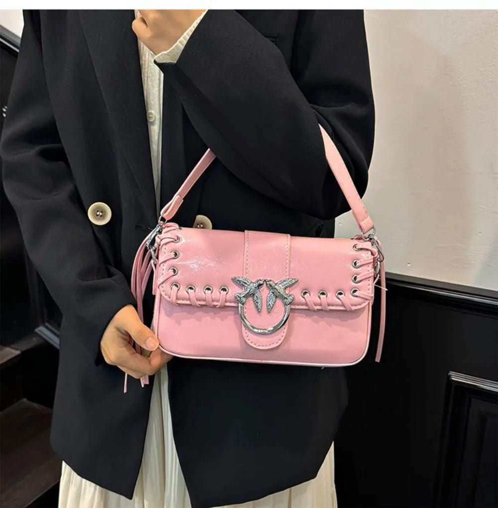 New 2026 Woven Swallow Bag Women Small Square Shoulder Bag Crossbody Purse Simple Retro Versatile Fashion Tote