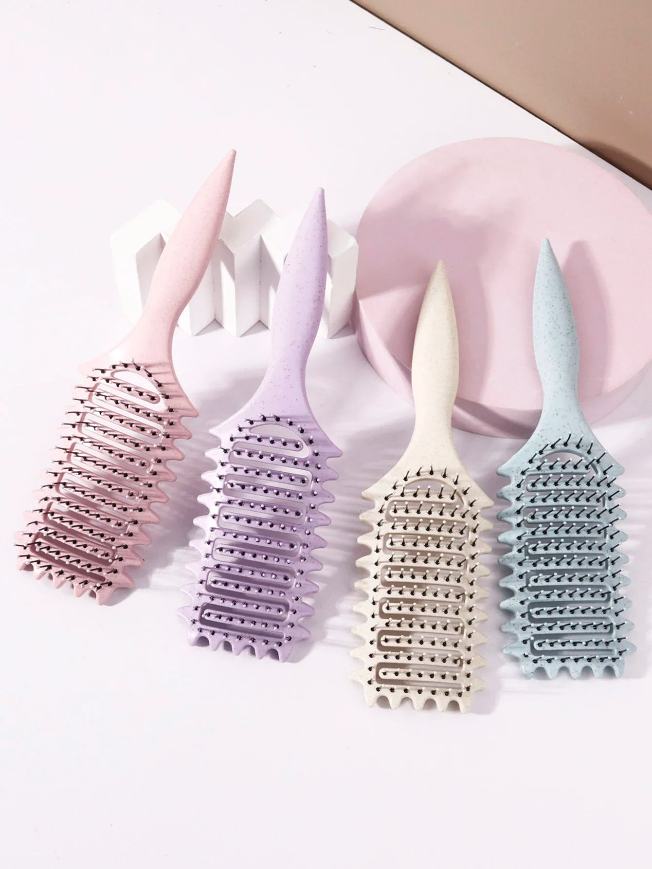 Curling Styling Brush - Hollow Massage Comb for Real Hair & Wigs - lily supply