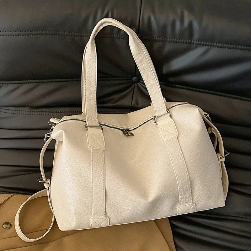 Women's Leather Vintage Shoulder Messenger Bag - Solid Simplicity Handbag