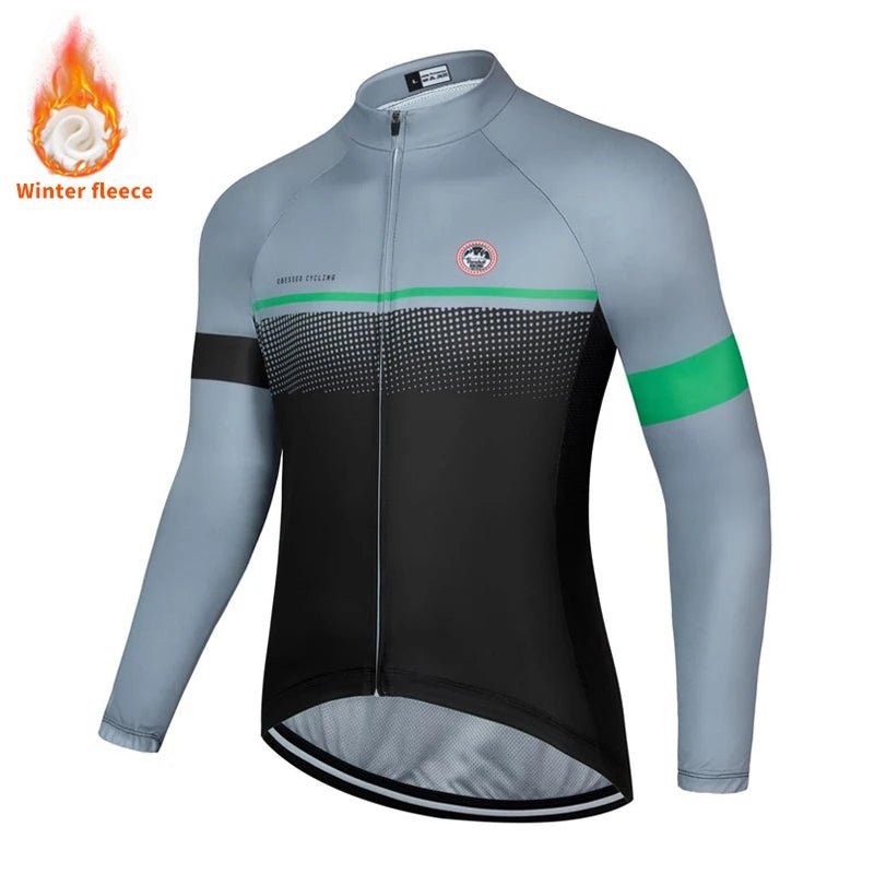 Men's 2025 Winter Thermal Fleece Cycling Jersey – Long Sleeve MTB Bike Shirt - lily supply