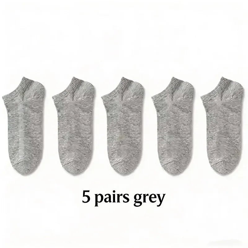 5 Pairs Women's No - Show Low - Cut Cotton Socks - Breathable Summer Solid Colours - lily supply