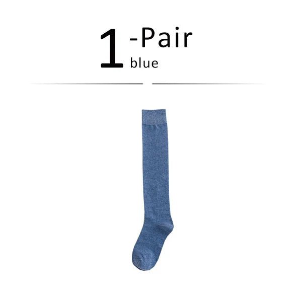 Women's Organic Cotton Thigh High Knee Socks – Solid Colour Long Socks - lily supply