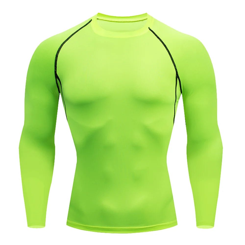 Men Bodybuilding Sports T-Shirt Quick Dry Running Shirt Long Sleeve Compression Top Gym T Shirt Men Fitness Tight Rashgad - lily supply