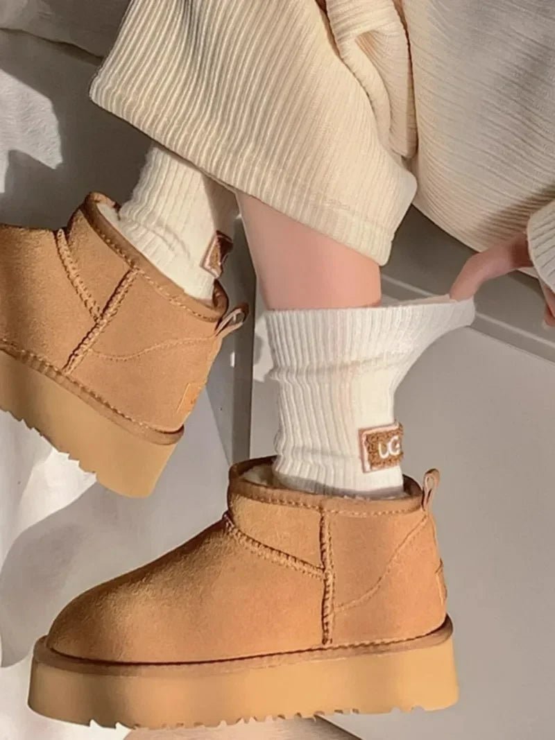 Women's Furry Heel Knitted Snow Boot Socks – Cosy Winter Boot Socks - lily supply
