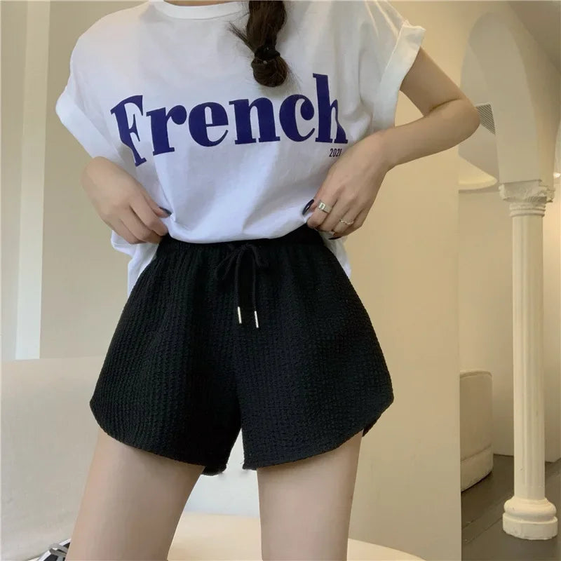 Women's Loose Wide Leg Running Shorts - High Waist A-Line Sports Hot Pants