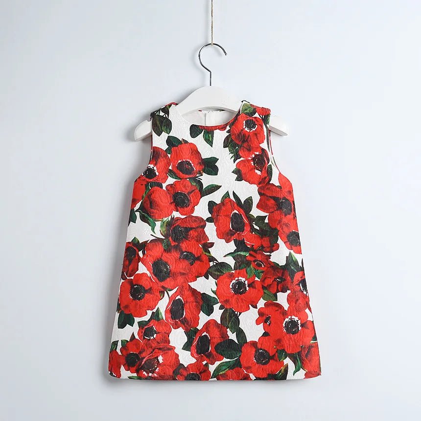 Girls Birthday Party Dress Fashion Rose Printing Children Costumes For Girls Brand Kids Dresses Princess Girls Party Dress - lily supply