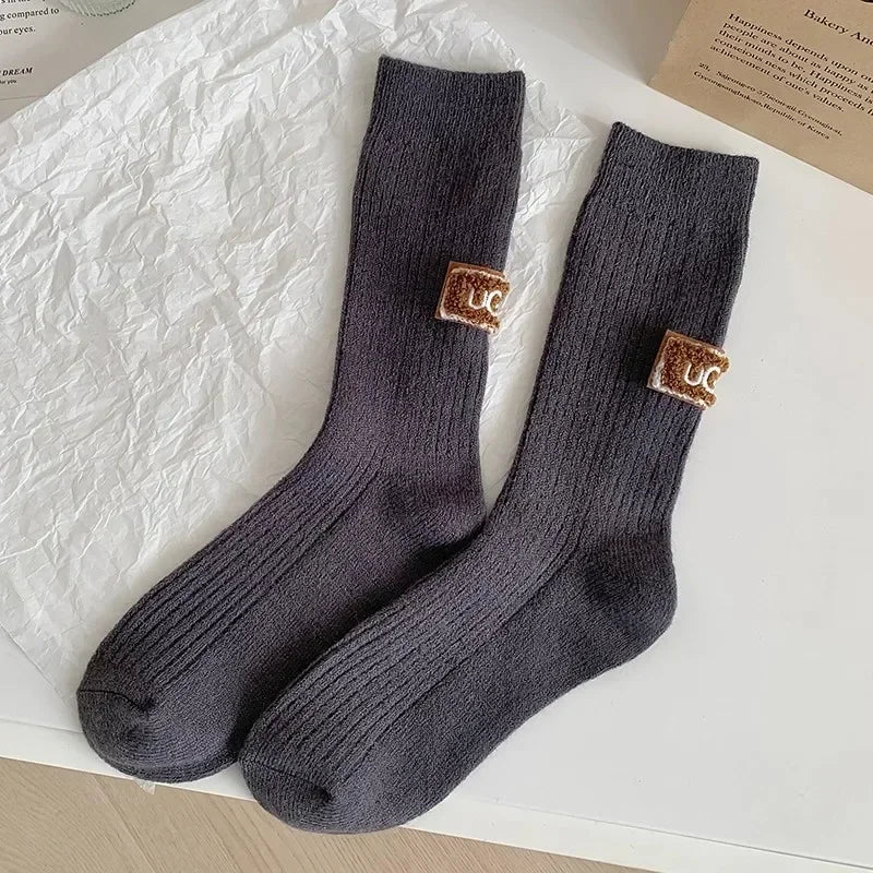Women's Furry Heel Knitted Snow Boot Socks – Cosy Winter Boot Socks - lily supply