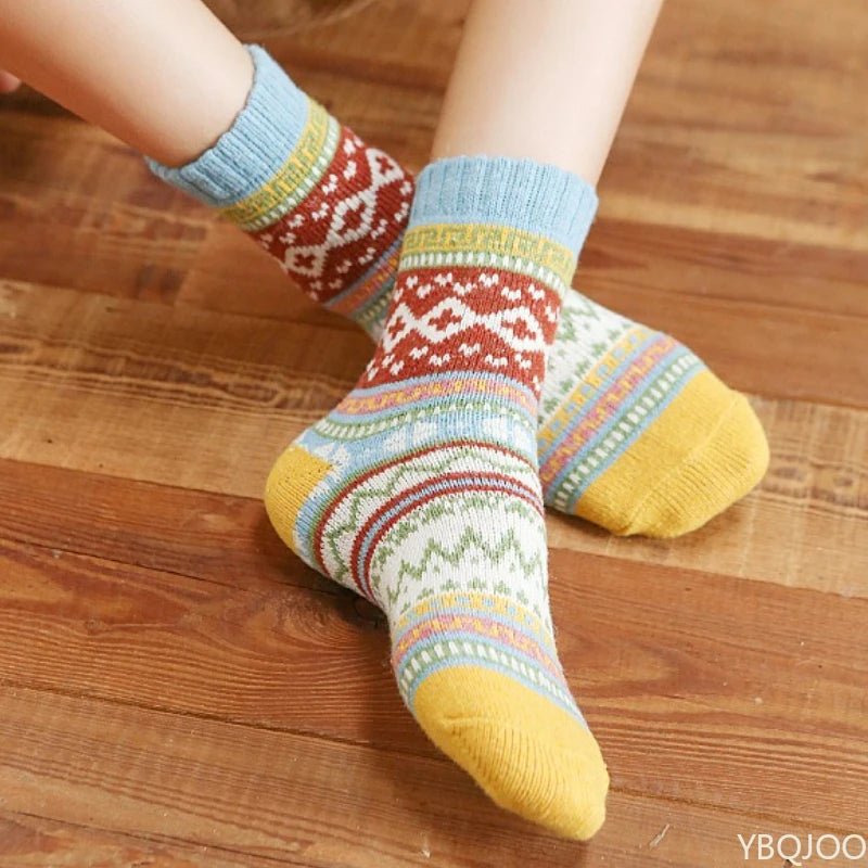 Women's Retro Ethnic Thickened Warm Mid Socks – Cosy Winter Socks - lily supply