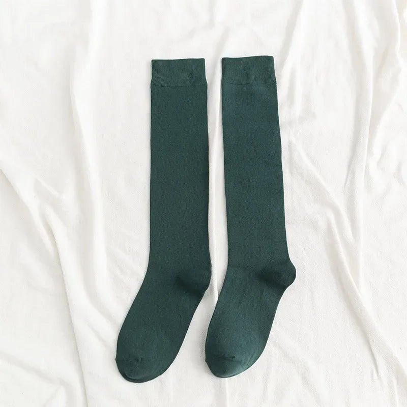 Women's Cotton Knee High Black Calf Socks – Classic Long Socks - lily supply