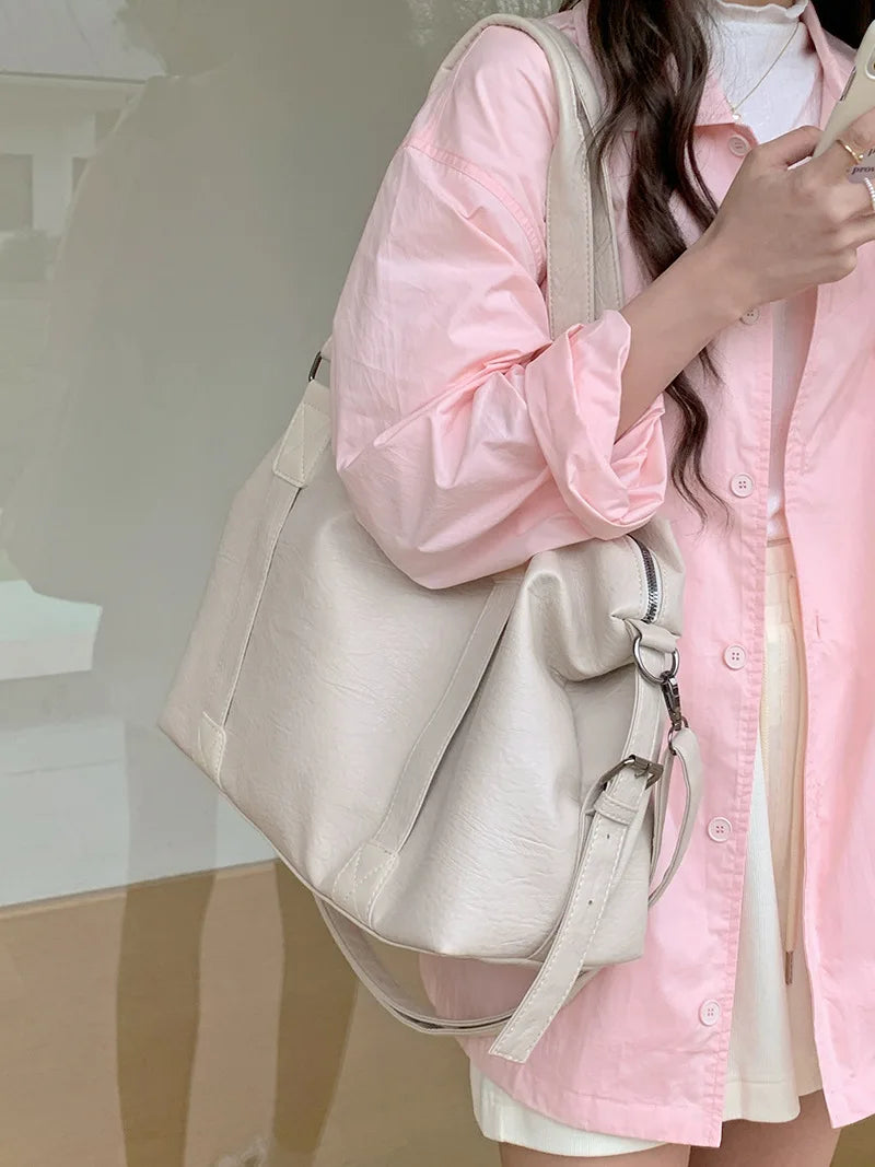 Women's Leather Vintage Shoulder Messenger Bag - Solid Simplicity Handbag