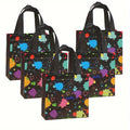 10pcs Neon Print Non-Woven Tote Bags with Handle - Reinforced Edges