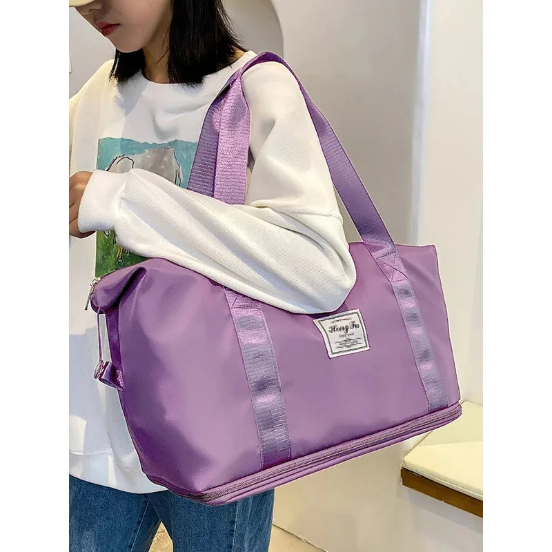 Carry On Travel Duffle Bag Nylon Waterproof Sports Gym Tote Bags for Women Large Capacity Storage Luggage Handbag 2026