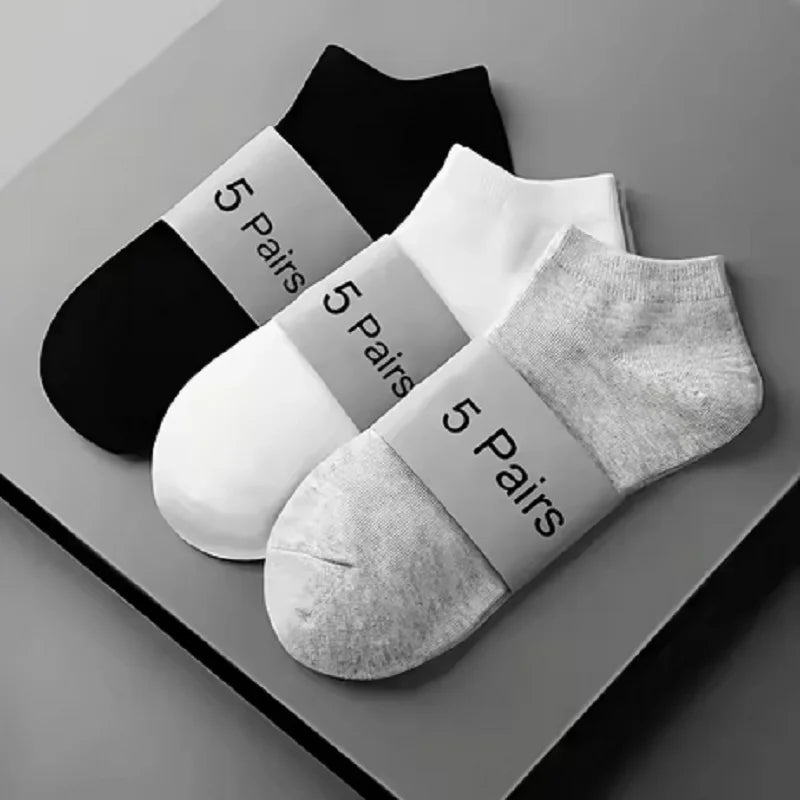 5 Pairs Women's No - Show Low - Cut Cotton Socks - Breathable Summer Solid Colours - lily supply